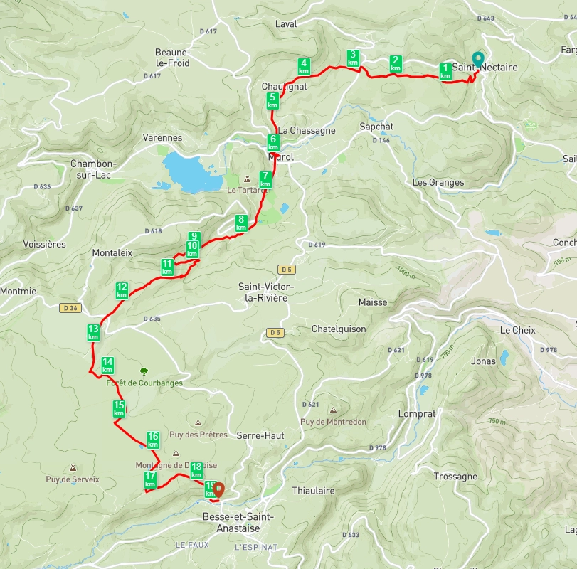 Carte du parcours - jour 5